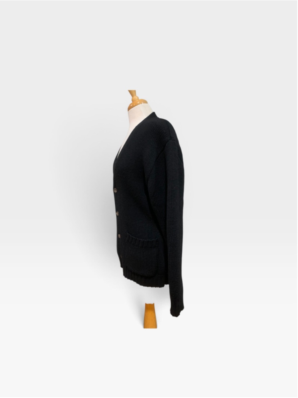 Vntg 90’s Women’s Ralph Lauren Wool Cardigan Sweater Size L Black Brown Patch - Picture 3 of 6